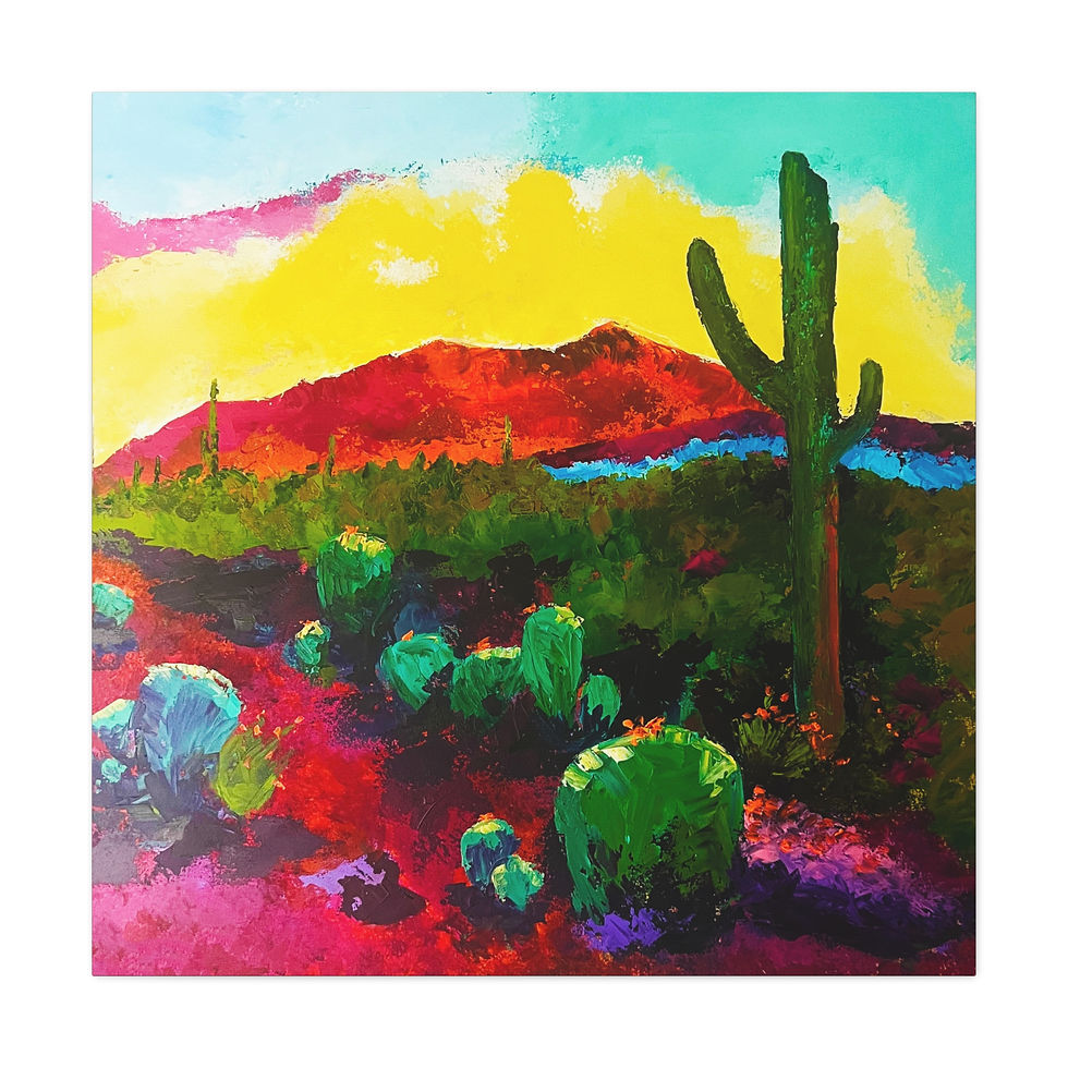 Thumbnail: Vibrant Desert Landscape Canvas Print - 1.25" Stretched Art