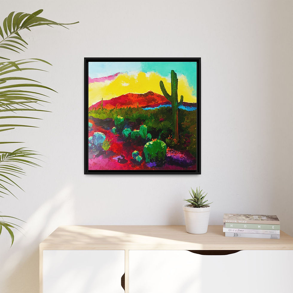 Thumbnail: Vibrant Desert Landscape Canvas Art - Framed Matte Print