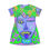 Thumbnail: Colorful Abstract Face T-Shirt Dress — Vibrant All-Over-Print Art Dress