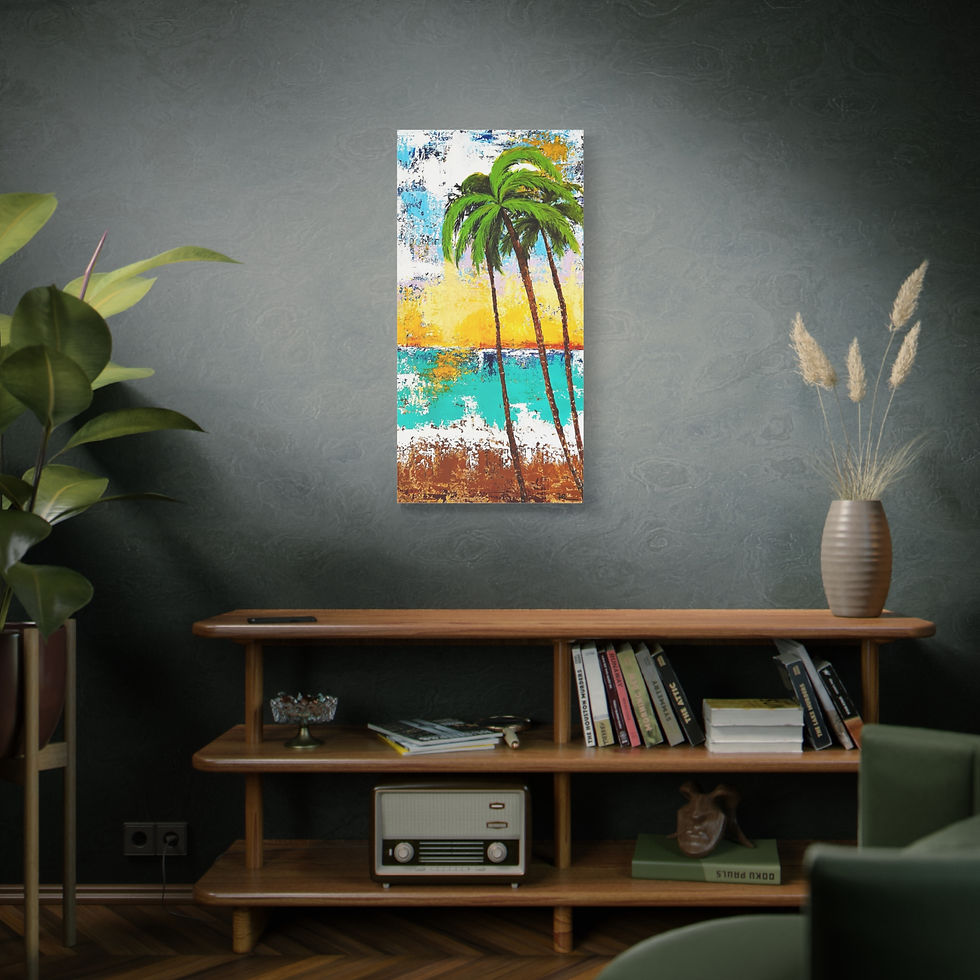 Thumbnail: Tropical Canvas Print, Beach Decor, Coastal Wall Art, Palm Tree Artwork