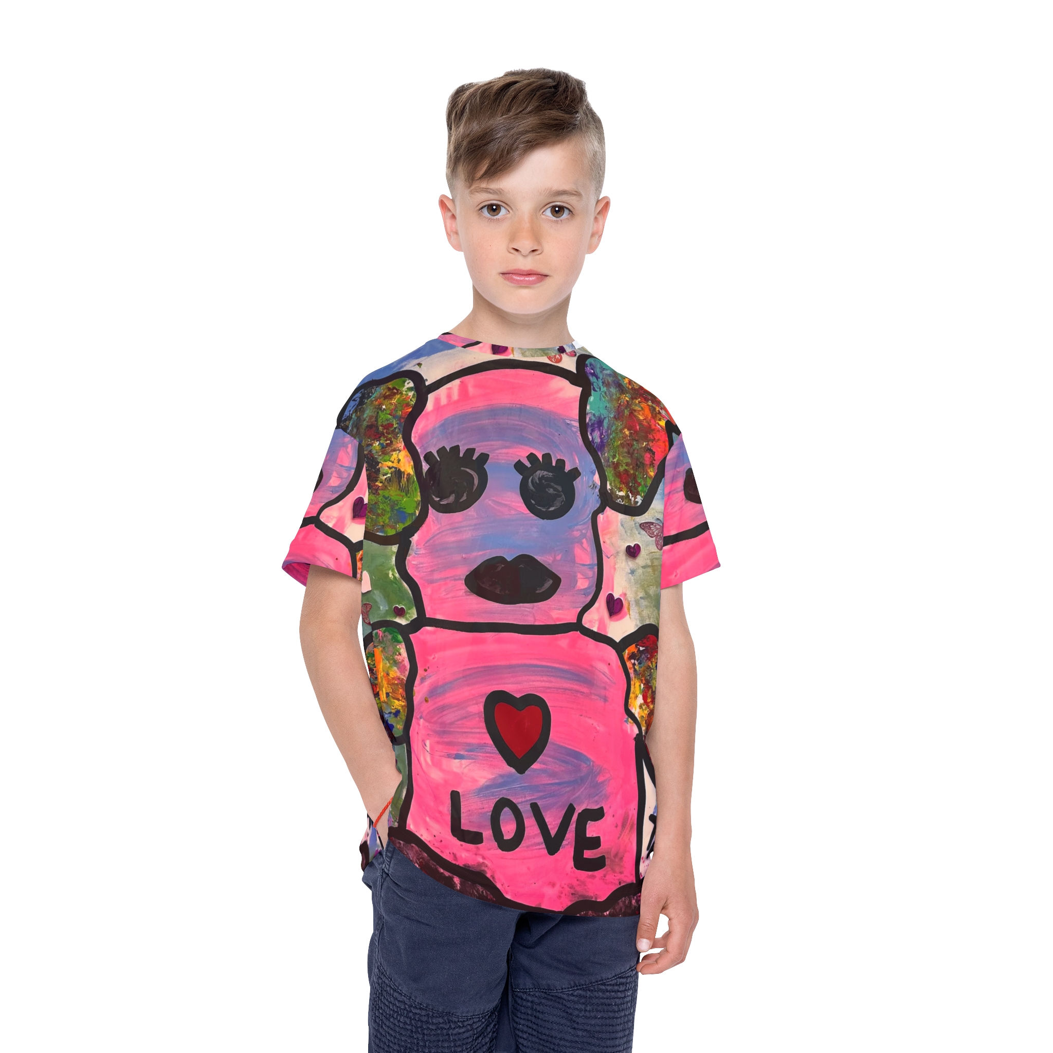 Kids Love Art Sports Jersey - Colorful Fun T-Shirt for Young Athletes