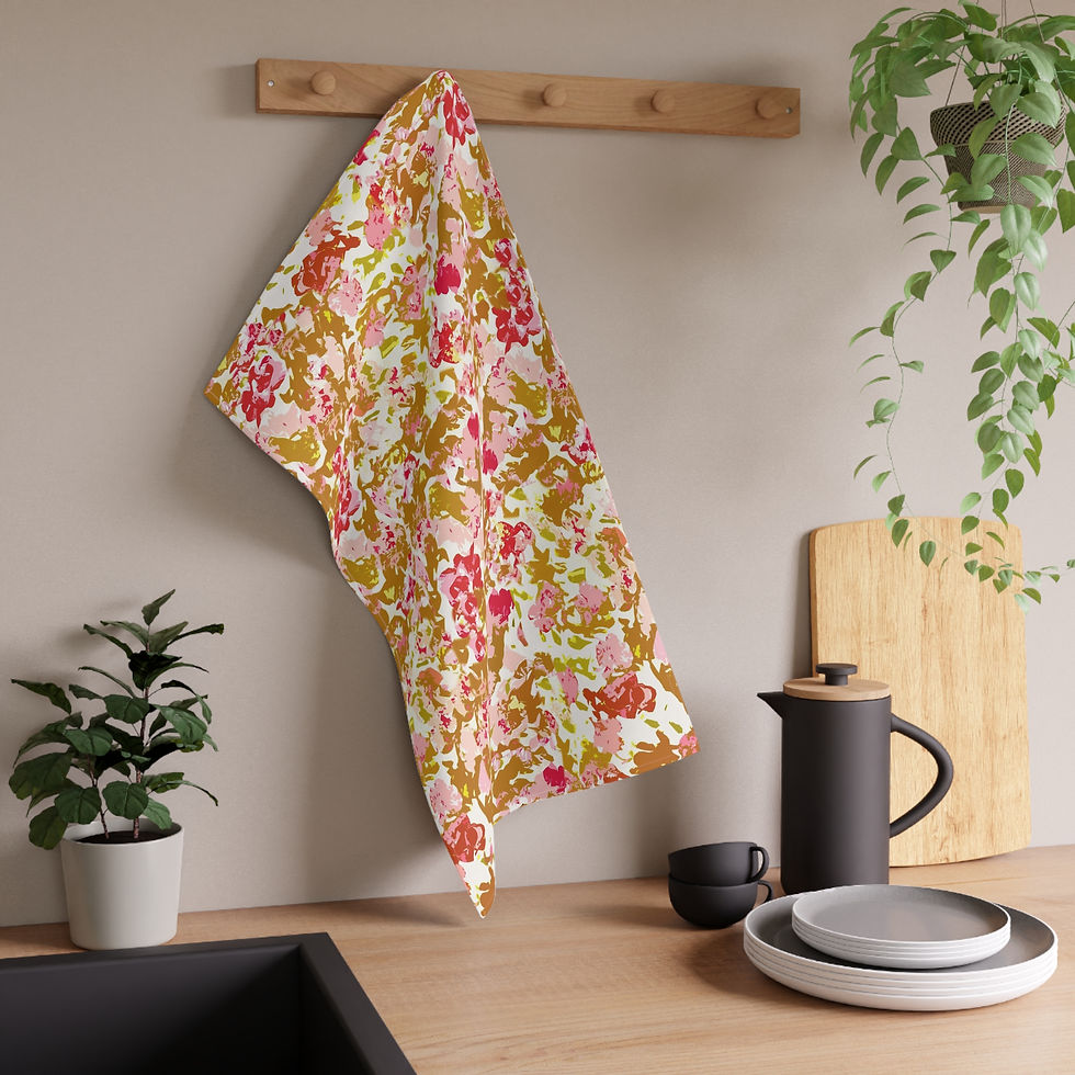 Thumbnail: Pink Poppies/Peonies Tea Towels, Cotton/Poly Blend