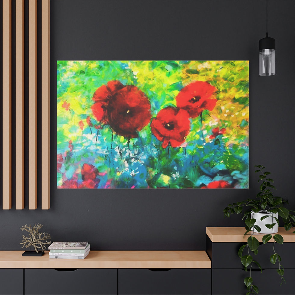 Thumbnail: Poppy Garden Matte Canvas Print — Vibrant Floral Wall Art (Stretched 1.25")