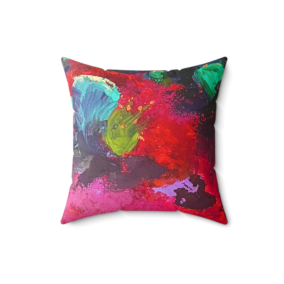 Thumbnail: Vibrant Floral Spun Polyester Pillow - Decorative Cushion for Home Décor