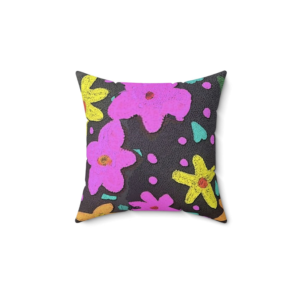 Thumbnail: Floral Faux Suede Square Pillow by TAVi Art