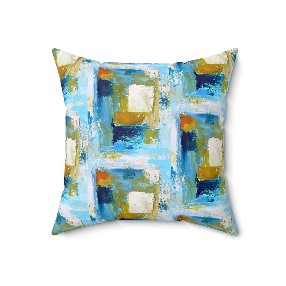 Thumbnail: Blue Abstract Faux Suede Pillow in 4 sizes