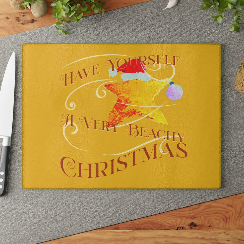 Thumbnail: Coastal Christmas Tempered Glass Cutting Board with Textured Surface