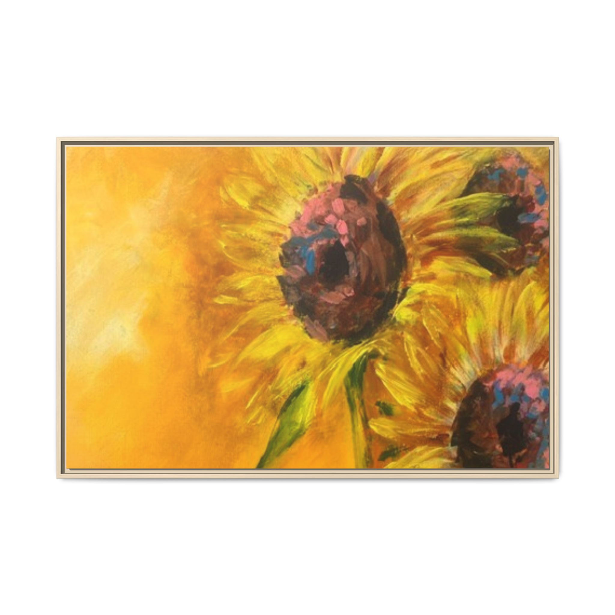 Sunflower Painting Matte Canvas Print — Framed Wall Art