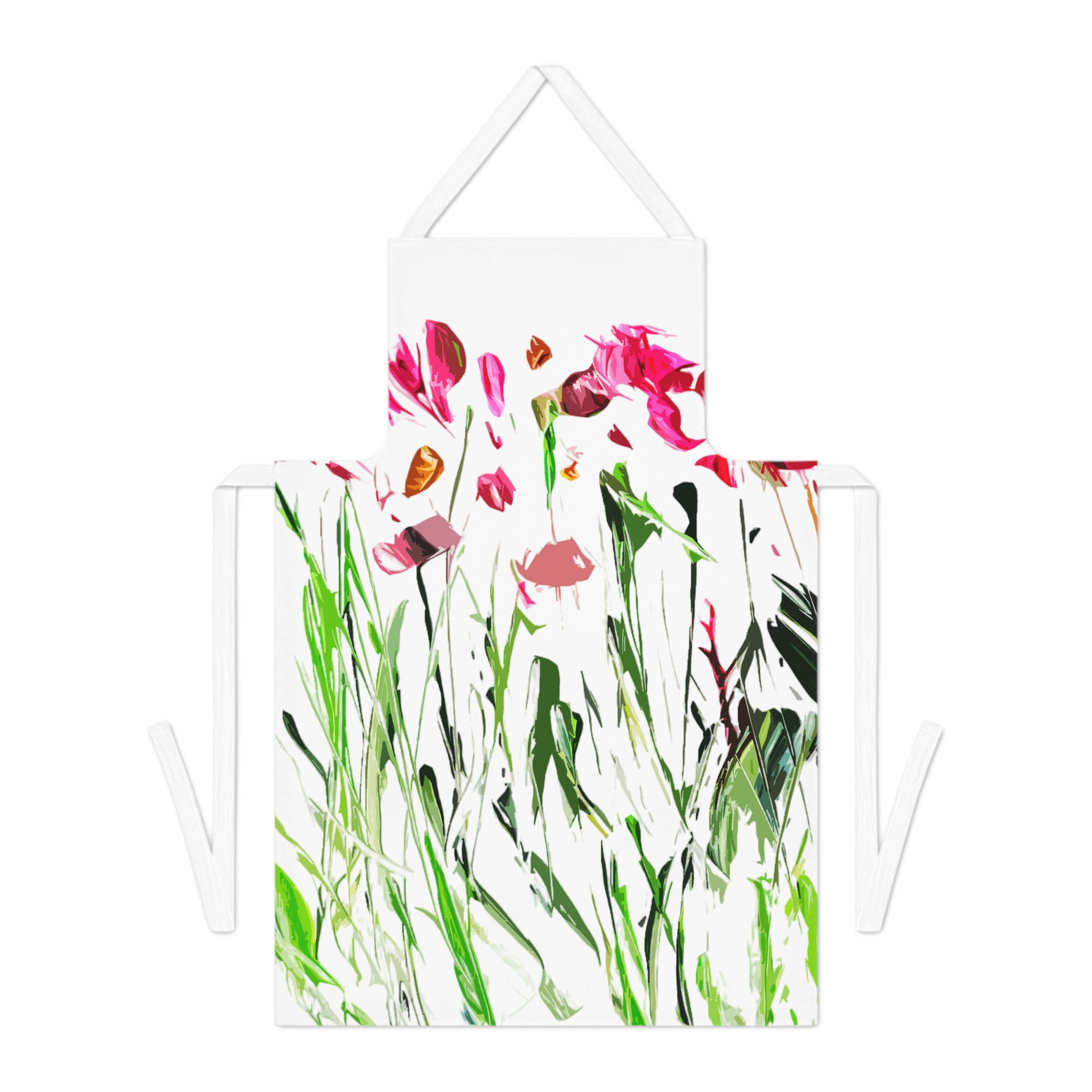 Wildflowers Apron with Hand Painted Design, Gift for Host