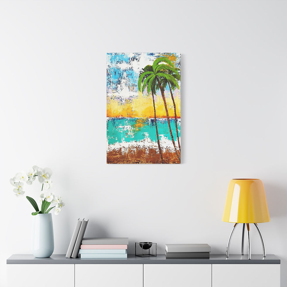 Thumbnail: Tropical Canvas Print, Beach Decor, Coastal Wall Art, Palm Tree Artwork