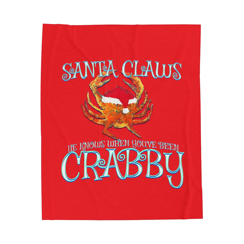 Thumbnail: Santa Claws Crabby Velveteen Plush Blanket