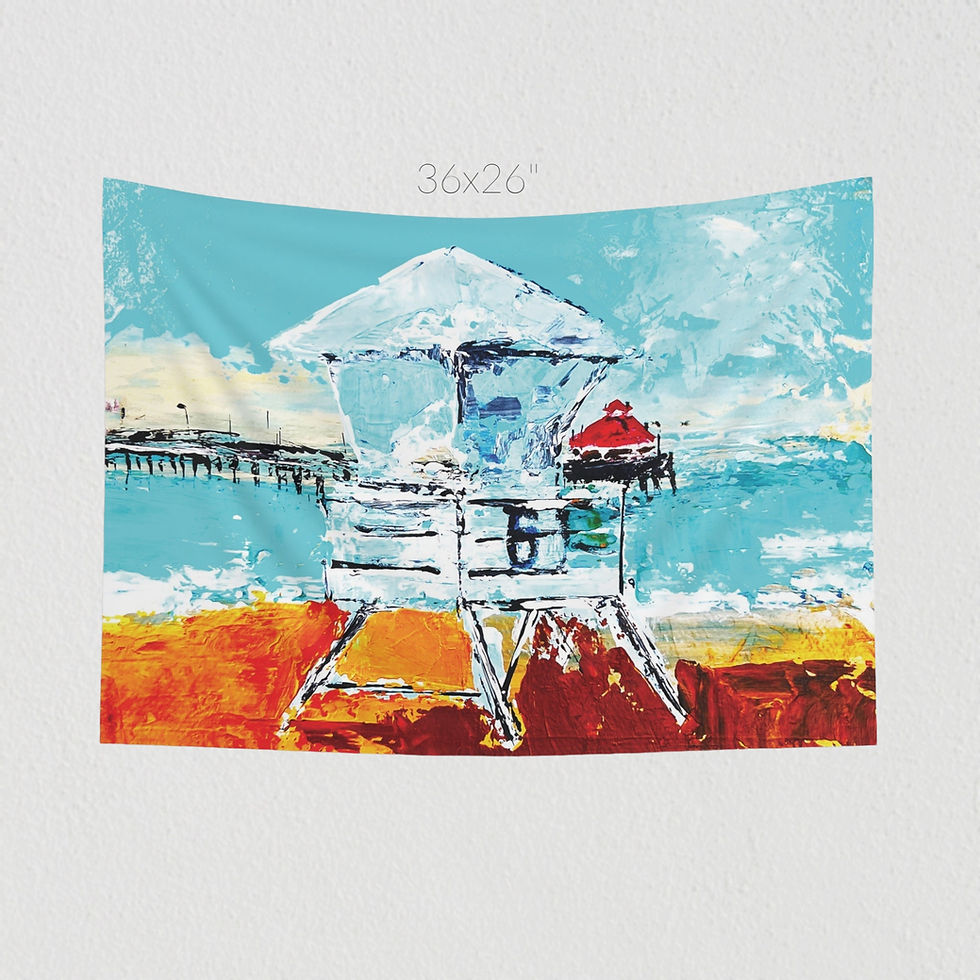 Thumbnail: Huntington Beach Tapestry in 4 Sizes, Great Gift for Beach Lover, Coastal Wall