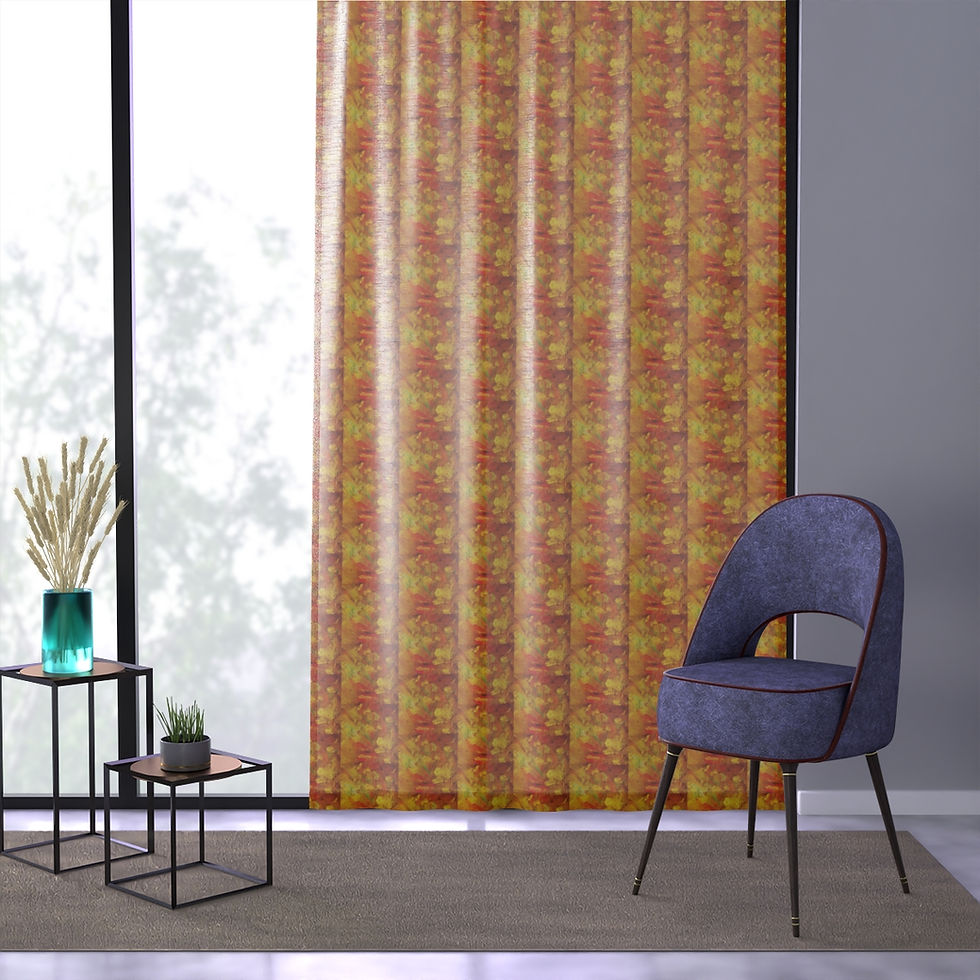 Thumbnail: Abstract Sheer Window Panel in Earthtones, Modern Color Pop for the Home