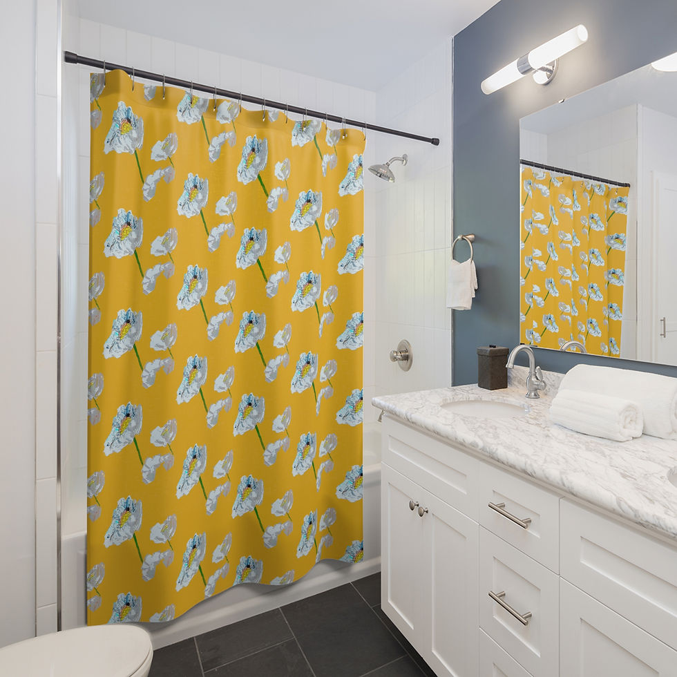 Thumbnail: Yellow Floral Shower Curtain