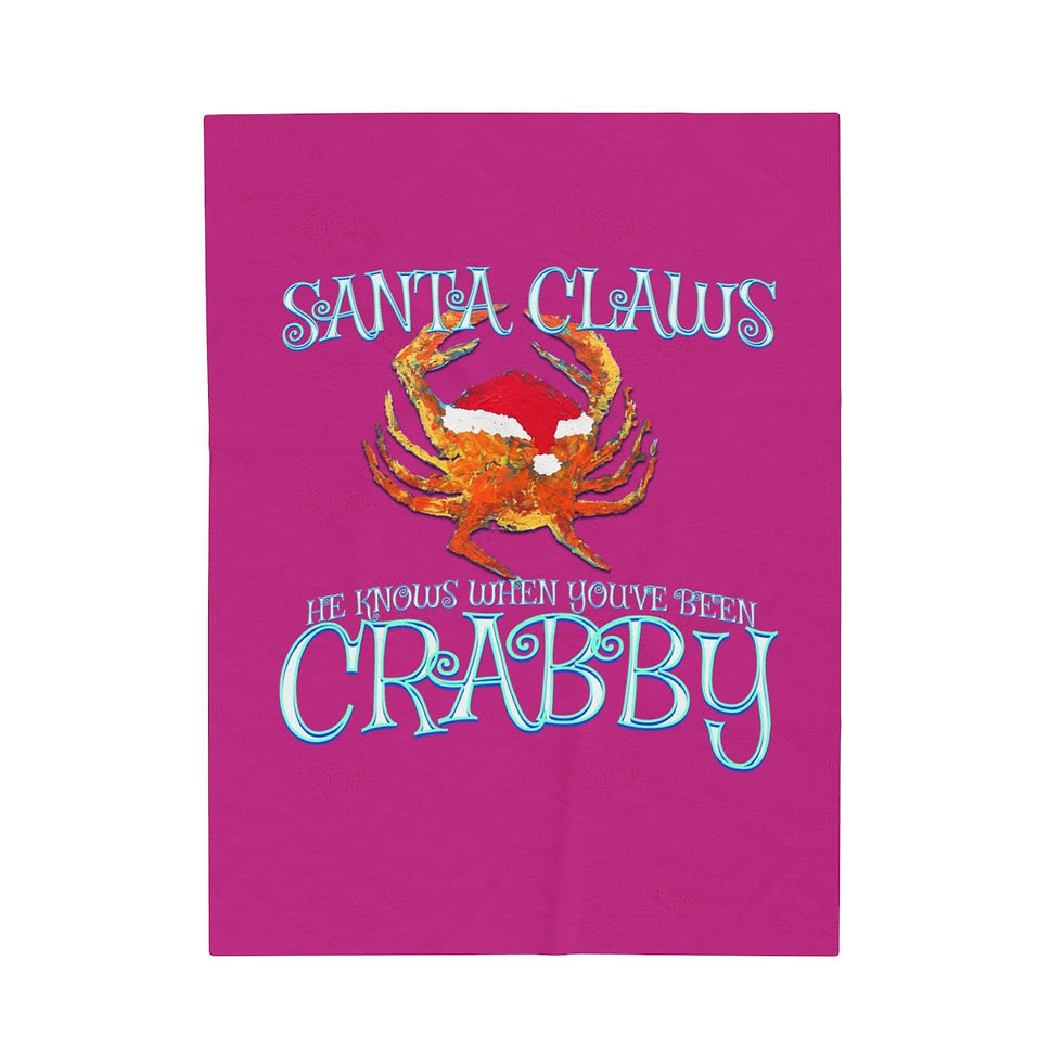 Thumbnail: Santa Claws Crabby Velveteen Plush Blanket