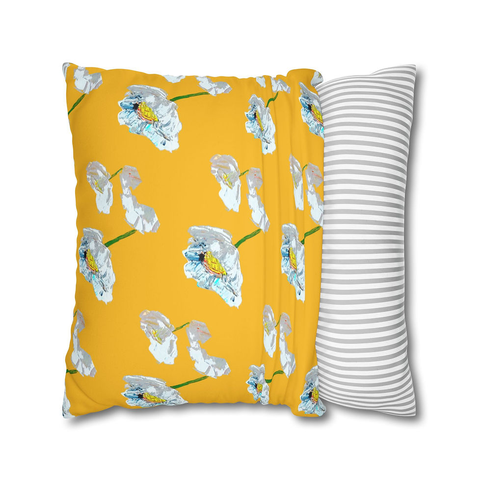 Thumbnail: Yellow with White Poppies Pillow Cover
