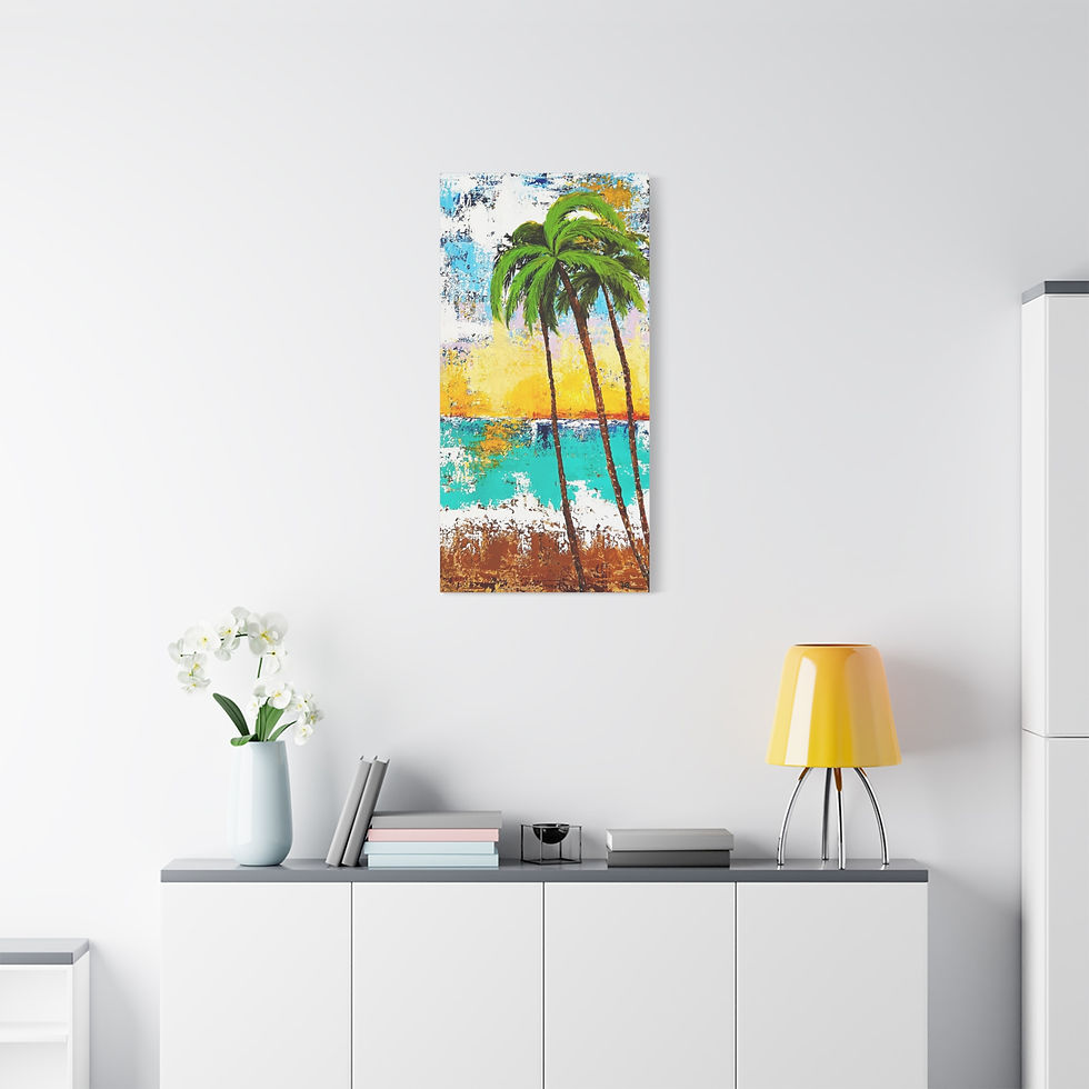 Thumbnail: Tropical Canvas Print, Beach Decor, Coastal Wall Art, Palm Tree Artwork
