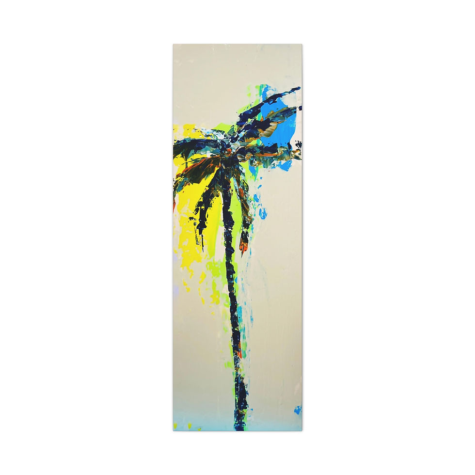 Thumbnail: Palm Tree Abstract Matte Canvas Print — Vertical Tropical Wall Art