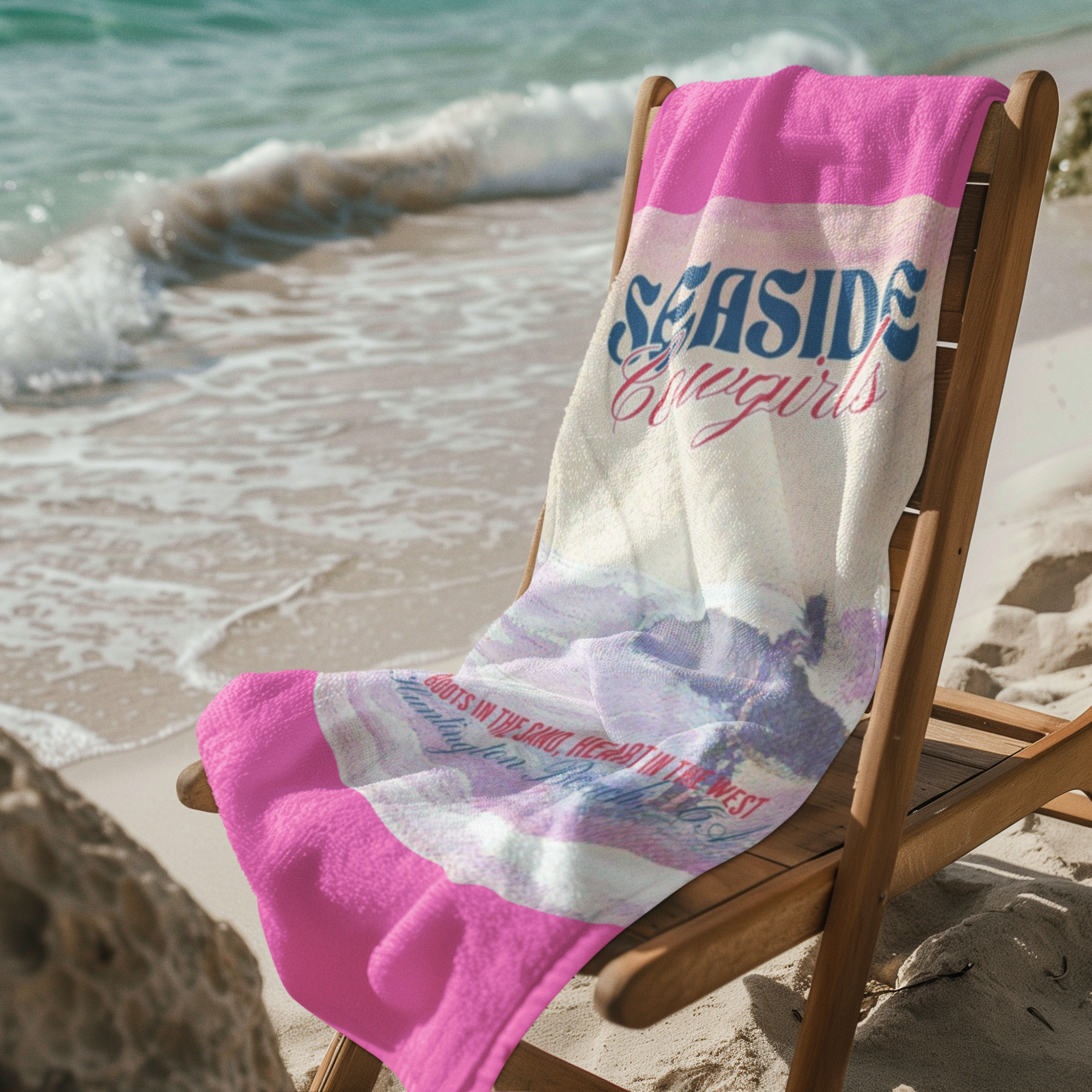 Coastal Cowgirls "Toes in the Sand" Oversized Beach Towel, Huntington Beach Vibe