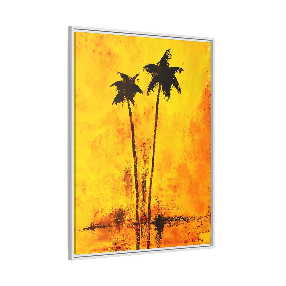 Thumbnail: Original Art Print w/Wood Frame | Retro Palm Tree Art | multiple sizes, colors