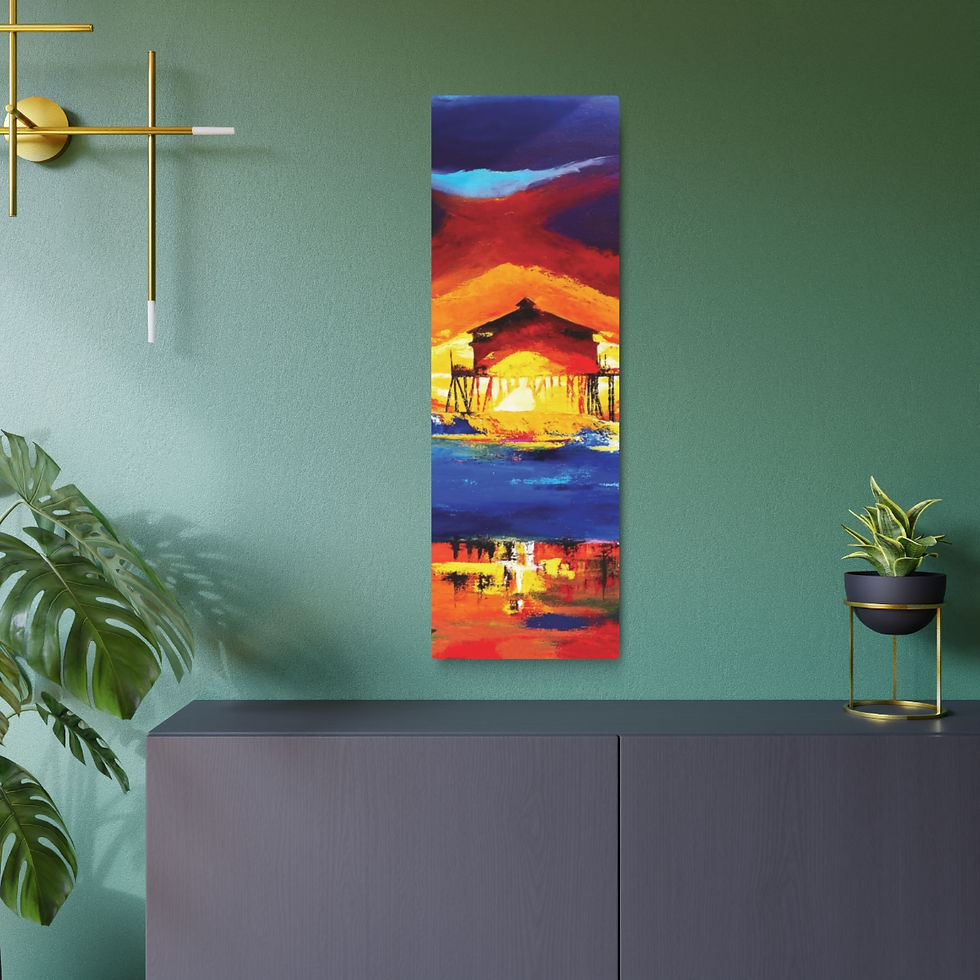 Thumbnail: Metal Art Sign Print, Abstract Pier Home Office Decor