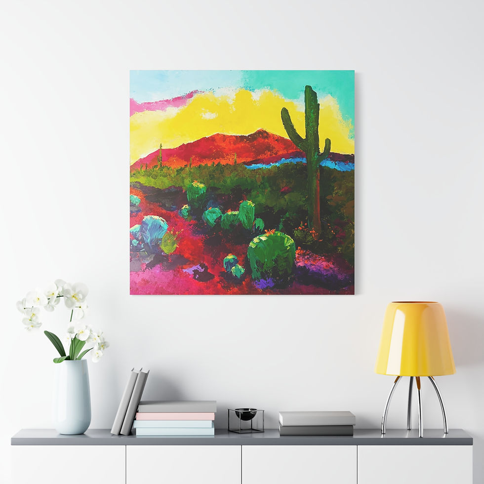 Thumbnail: Vibrant Desert Landscape Canvas Print - 1.25" Stretched Art