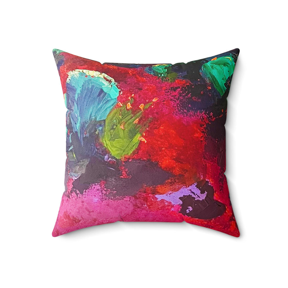 Thumbnail: Vibrant Floral Spun Polyester Pillow - Decorative Cushion for Home Décor