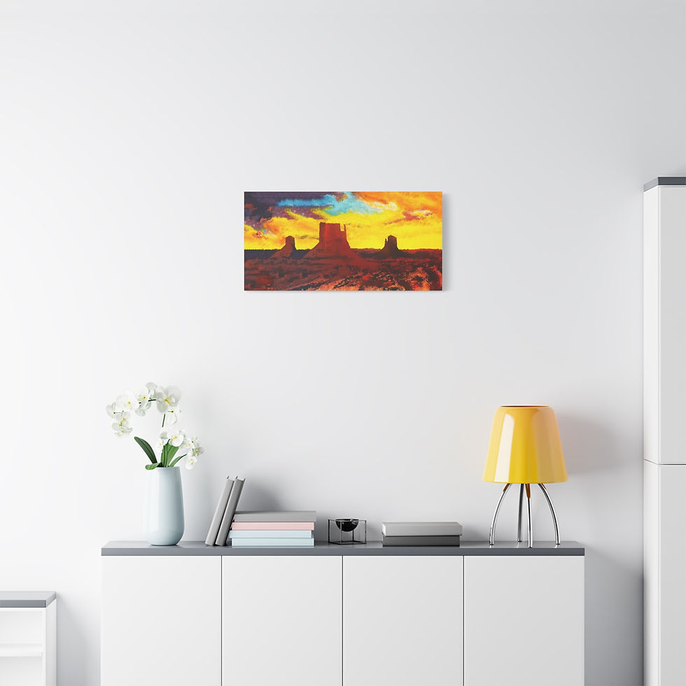 Thumbnail: Vibrant Monument Valley Sunset Canvas Art - Stretched Matte Wall Decor