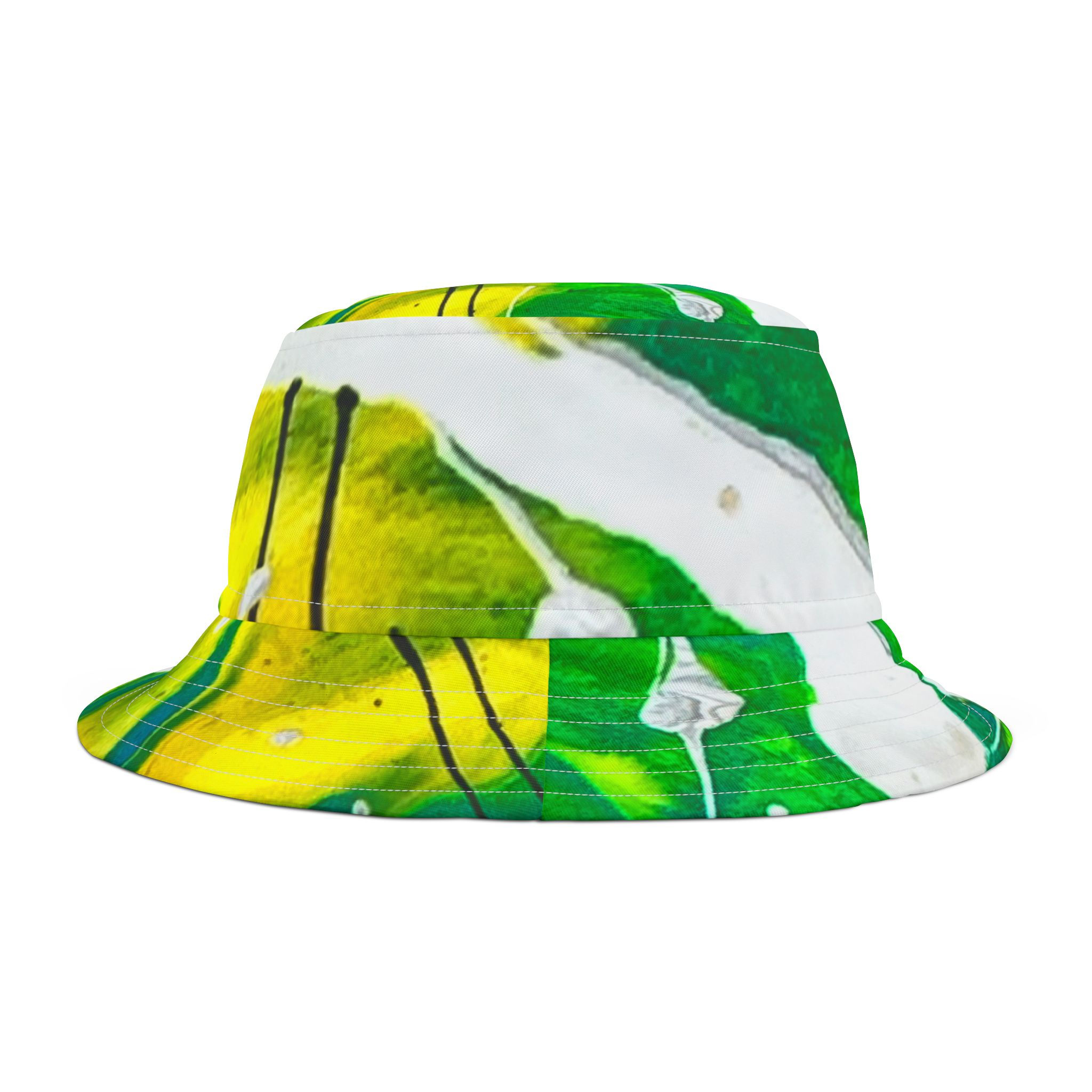 Tropical Green Tie-Dye Bucket Hat — Vibrant Floral Summer Sun Hat