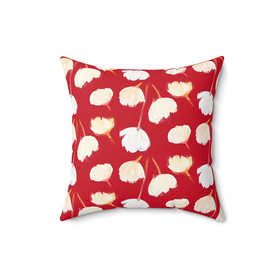 Thumbnail: Red Floral Minimalist Abstract Spun Polyester Square Pillow