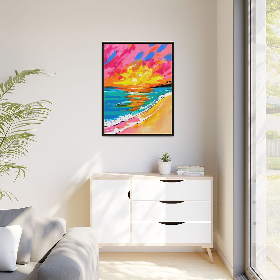 Thumbnail: Vibrant Sunset Beach Matte Canvas Framed Art