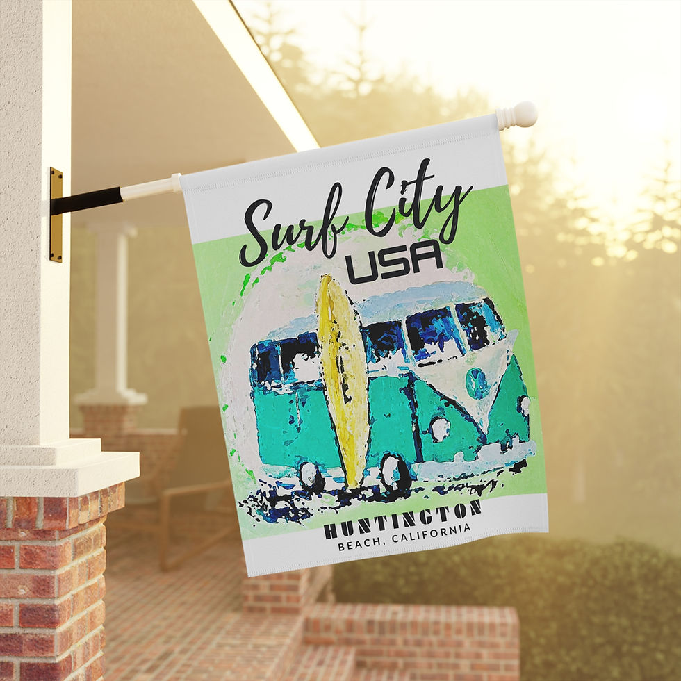Thumbnail: Surf City USA Garden Flag — Huntington Beach Vintage Surf Van Banner