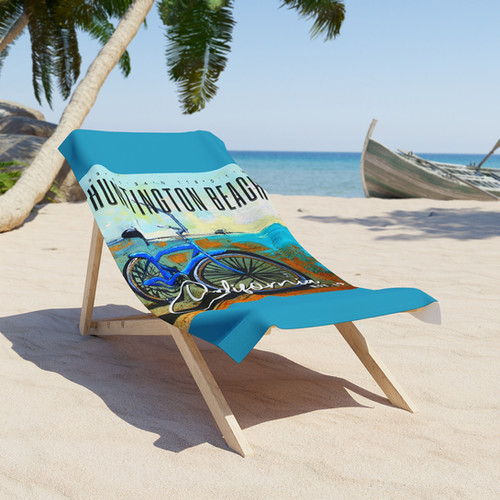 Huntington Beach Cruiser Oversized Souvenir Beach Towel — Coastal