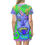 Thumbnail: Colorful Abstract Face T-Shirt Dress — Vibrant All-Over-Print Art Dress