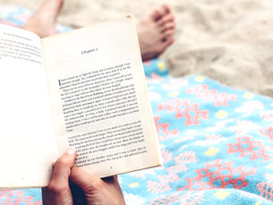 Reading on the beach.