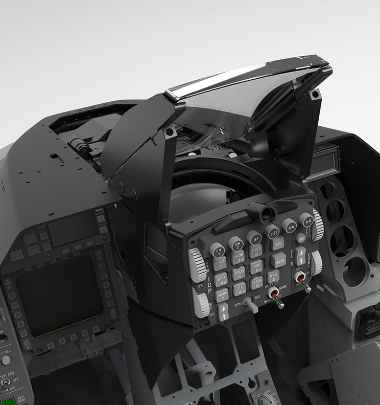 NeoEngress F-16 main instrument panel with full HUD block and ICP