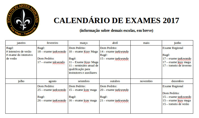 Calendário 2017