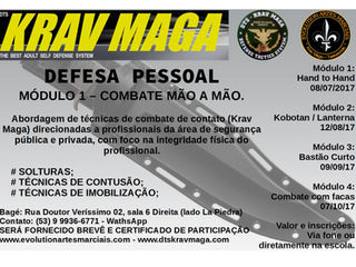 Curso de Defesa Pessoal para profissionais da área de segurança.