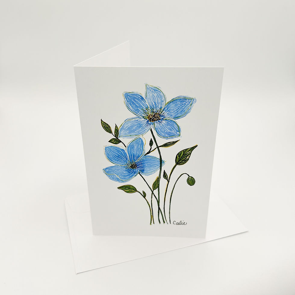 Carte de souhaits fleurs bleues