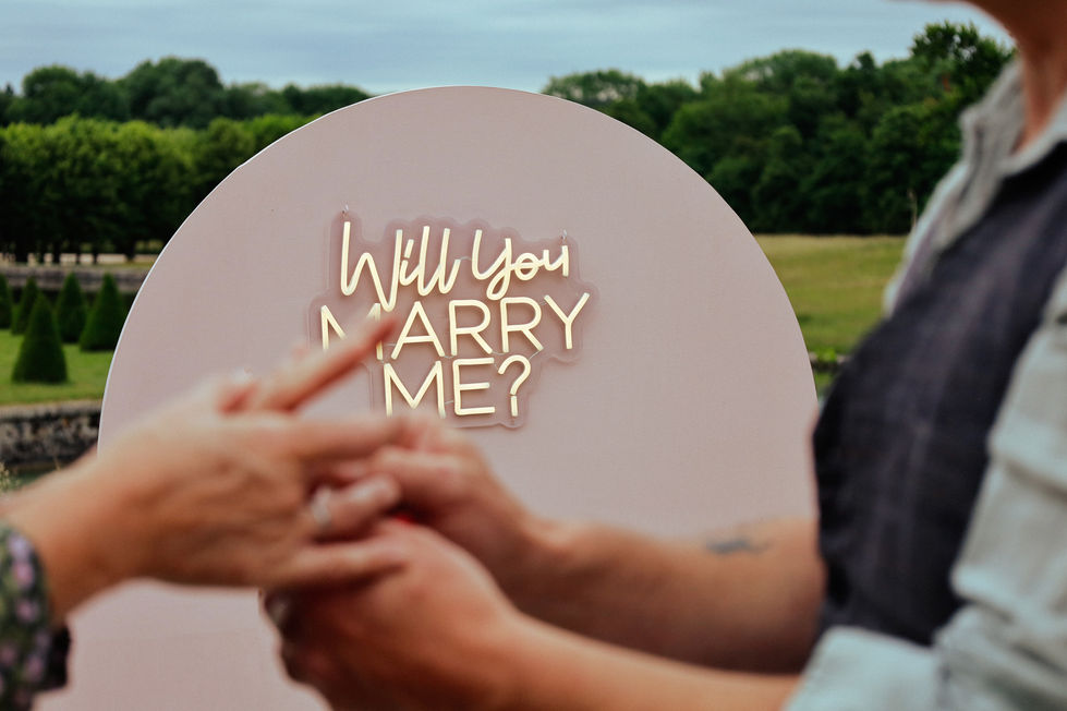 Location événement : Panneau décoratif coeur, Néon "Will you marry me"