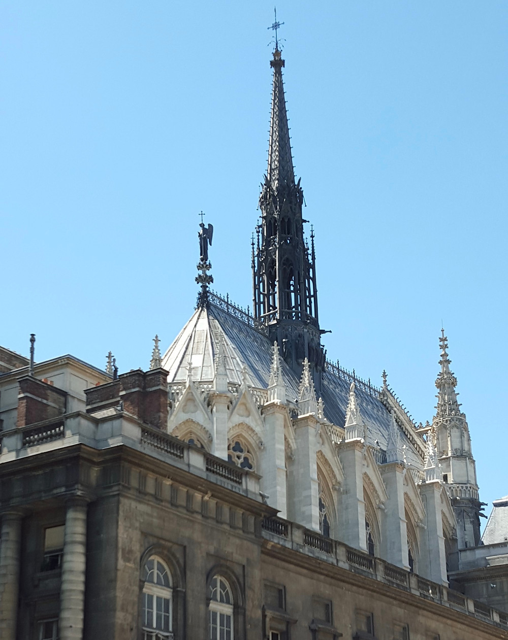 The spire over the Sainte Chapelle in Paris.