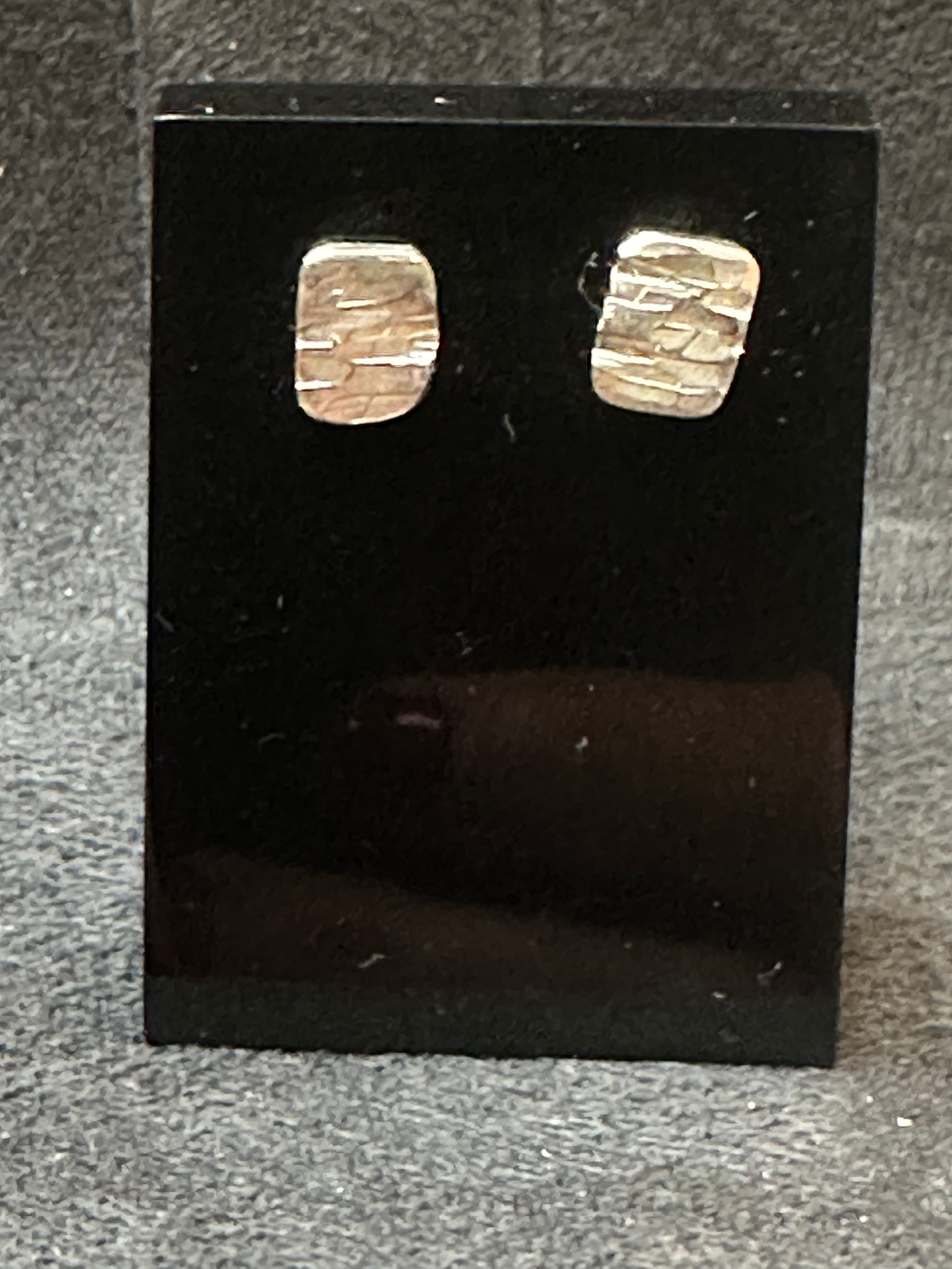 Silver hammered textured stud earrings 