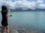 Fishing at Lagoon Drive with Kalihi in the background