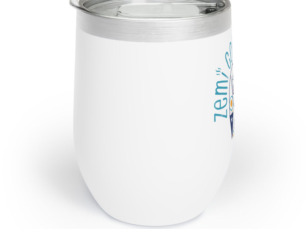 White Zemi tumbler featuring a minimalist logo in the center for a clean and professional look.