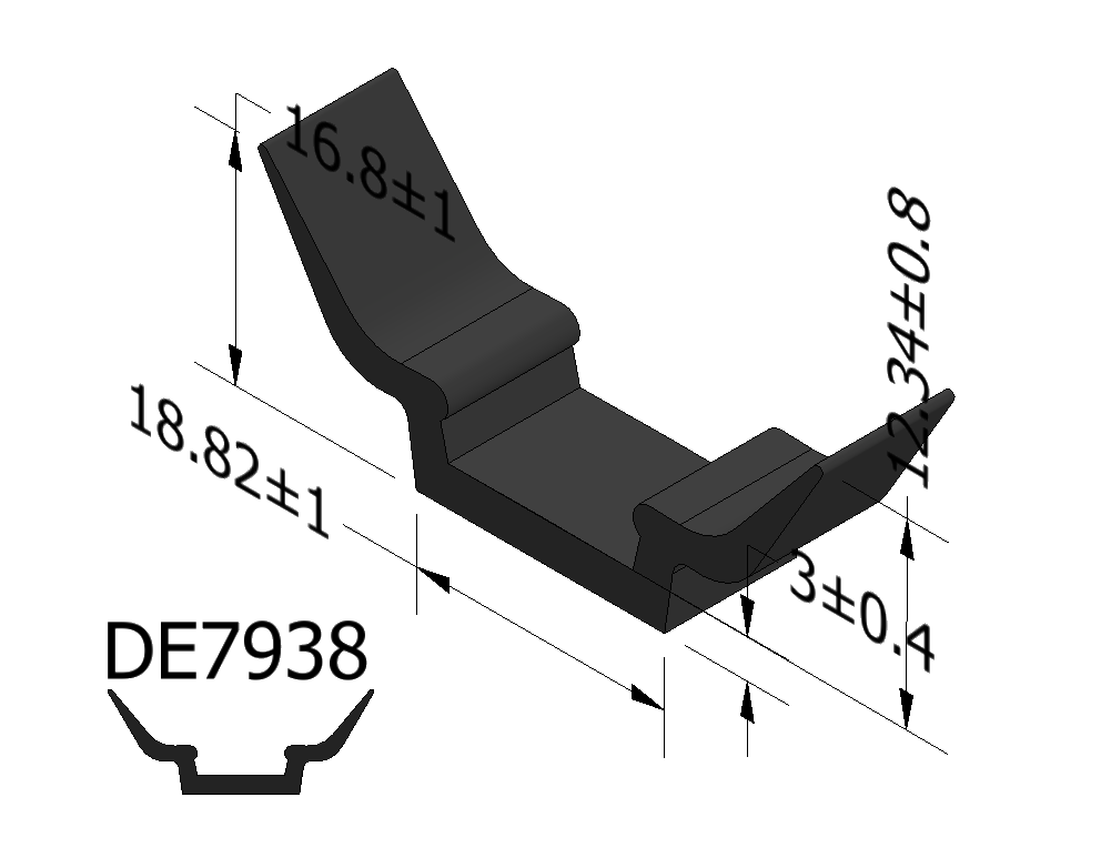 Large V Rubber Roller Door Top Seal
