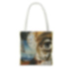 half a female face and the other half is a tower surrounded by water