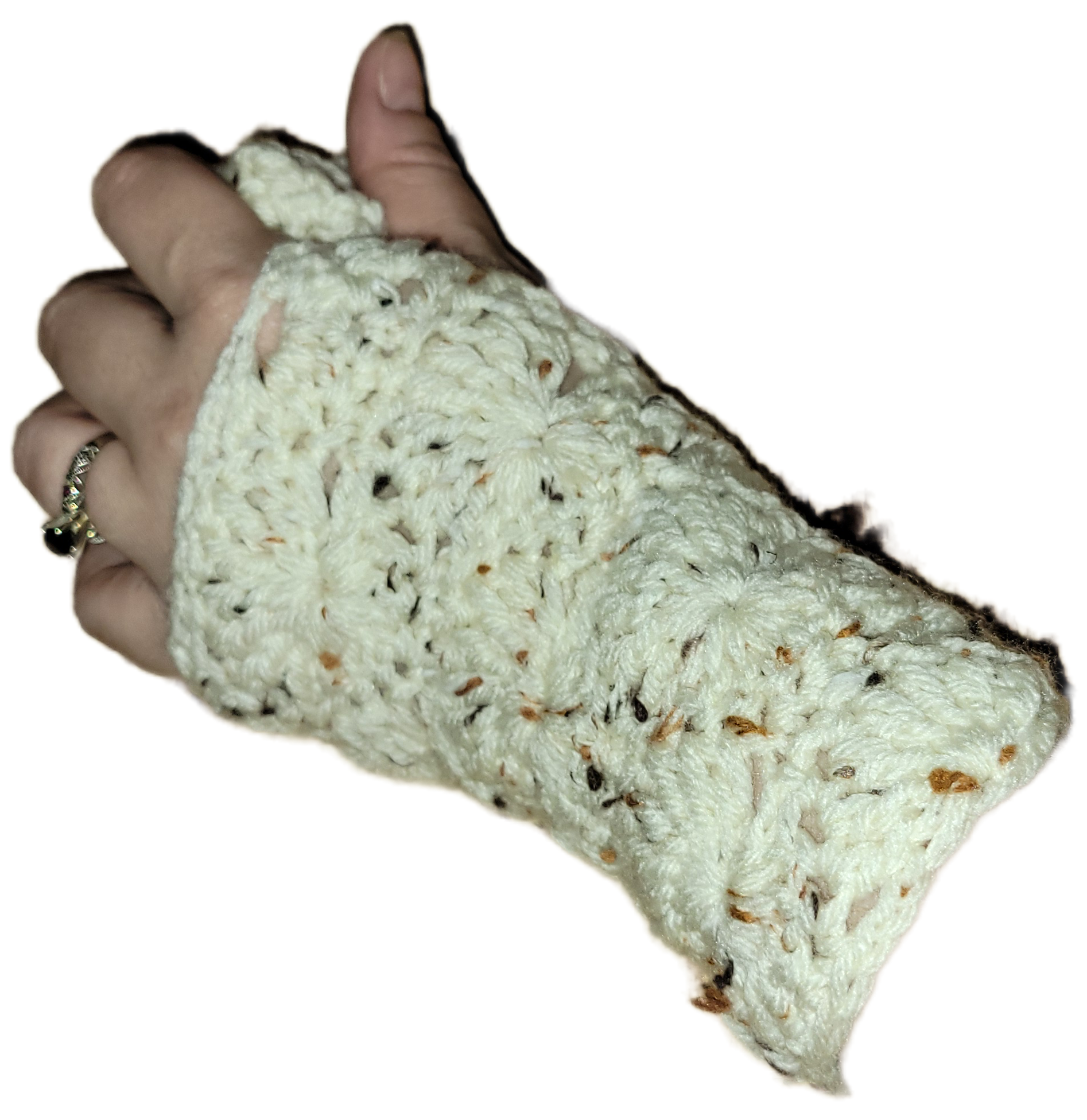 Fingerless gloves (cream tweed color)