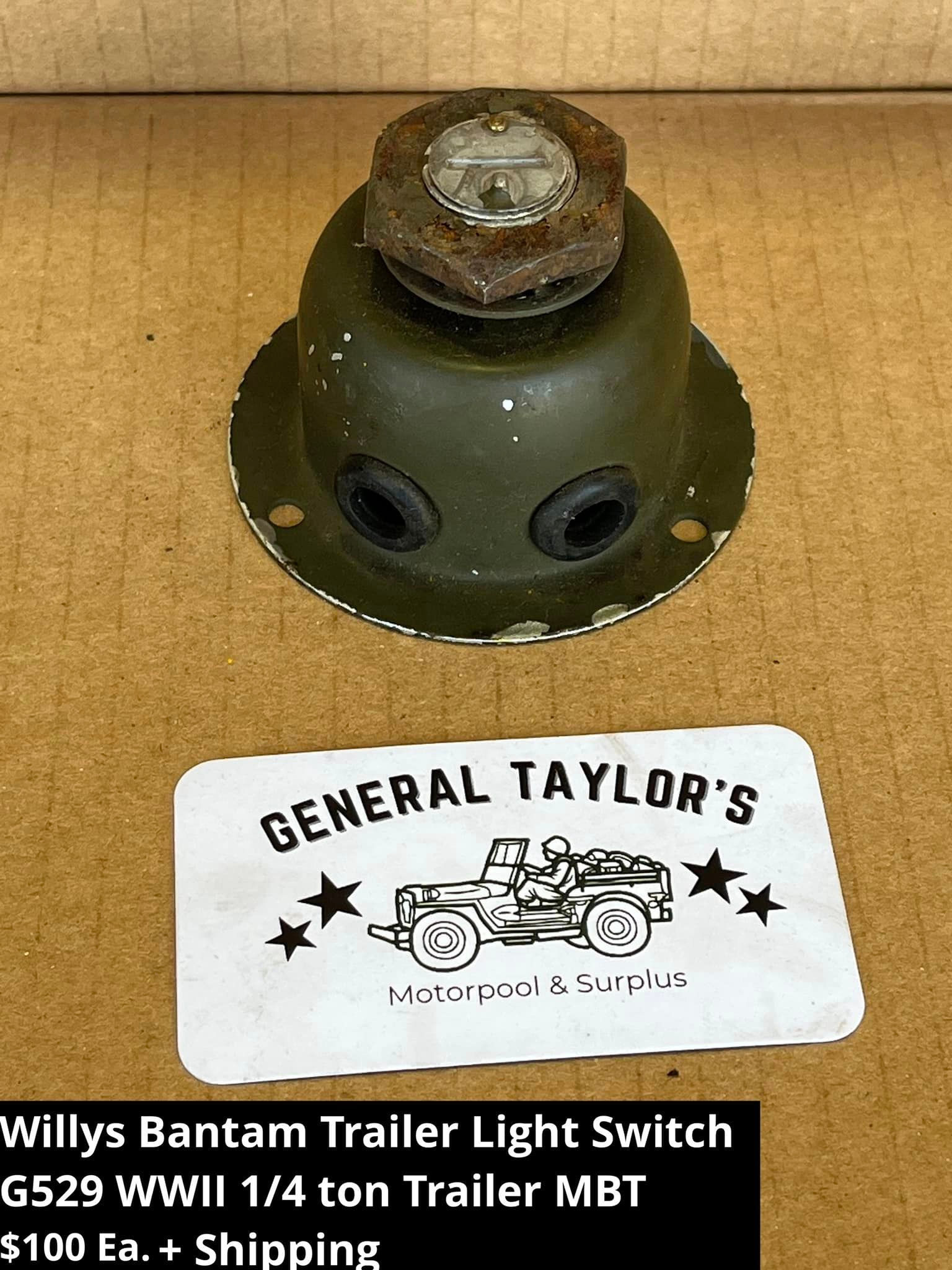 Willy's Bantam Trailer Light Switch G529 WWII quarter Ton Trailer MBT