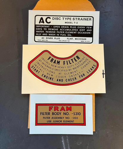 MB Oil Filter Housing and Fuel Filter Decal Set | Generaltaylors