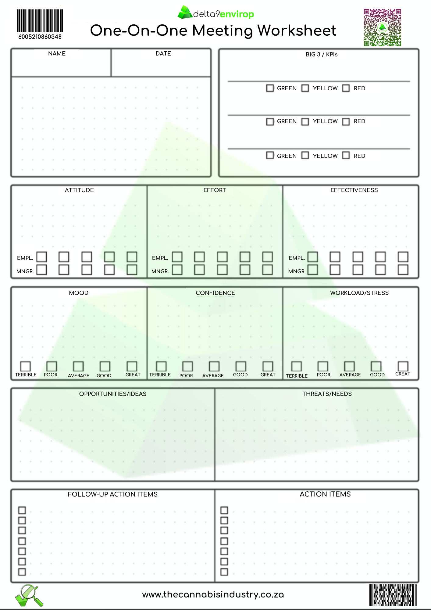 One-On-One Meeting Worksheet